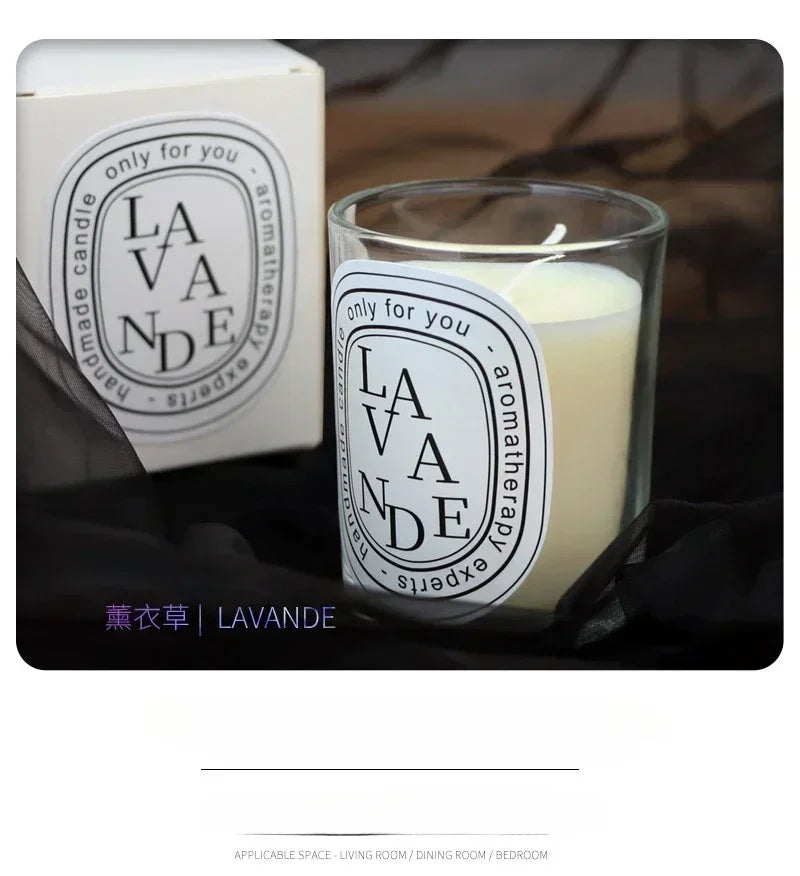 Bougie parfumée LA VANTE en verre avec boîte assortie, flamme visible
