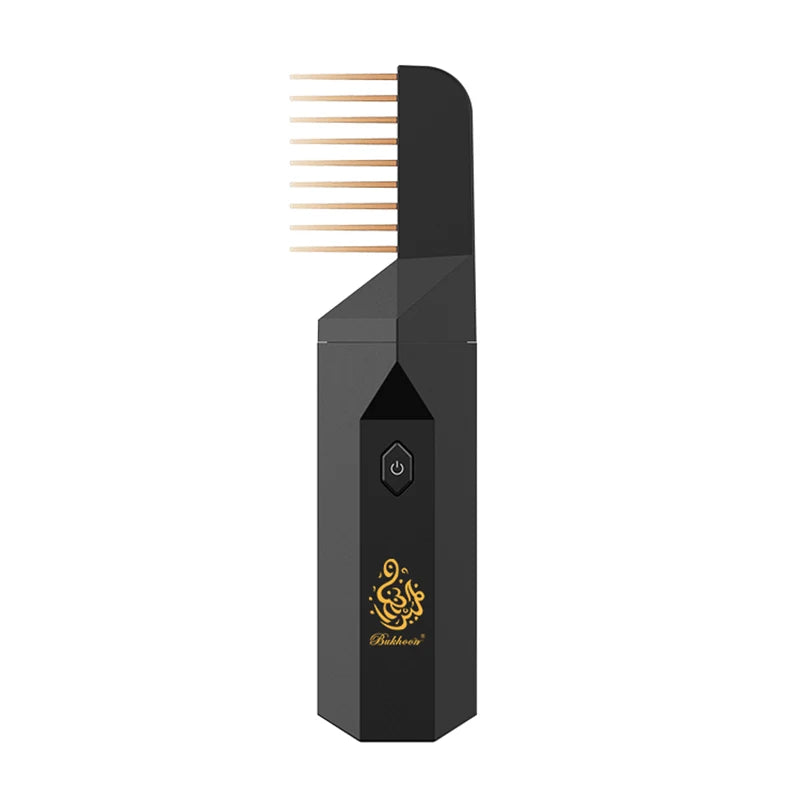 Matte black USB aromatherapy burner with comb-like incense stick holder