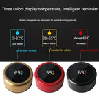Thermos lids in gold, red, and black with digital temperature readout