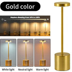 Gold classic stepless dimming table lamp, tall stem with round top and base