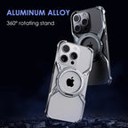 White and dark gray rimless magnetic phone case with circular MagSafe stand ring