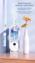 Portable rechargeable aroma diffuser, white body with blue LED glow and mist