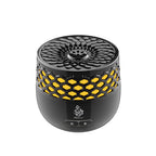 Seven-Light Electric Bakhoor Burner, black body with yellow hex light grille and lid fan