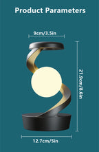 Floating wireless charging lamp size diagram: 12.7cm wide, 21.9cm tall, dark base
