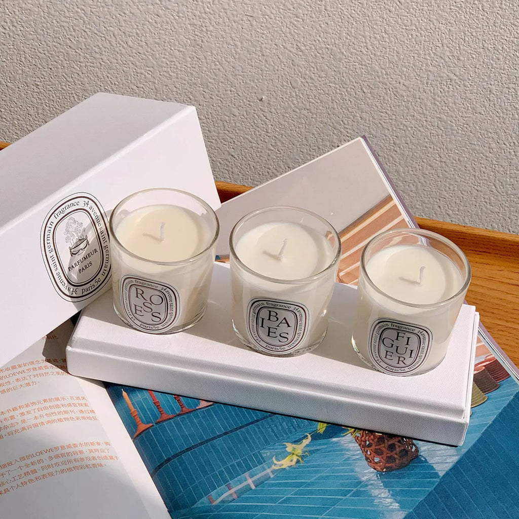 Duftkerzen im Glas im Geschenkset: ROSES, BAIES, FIGUIER
