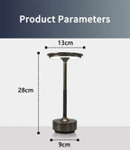 Lantern-style reading lamp silhouette with size markings: 28cm height, 13cm top, 9cm base