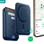 Find My Wallet mit Kartenfach, blaues Lederetui mit eingelassenem Sensorbereich