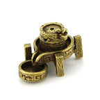Backflow incense stand by Naqsh, dark bronze burner with engraved side bowl