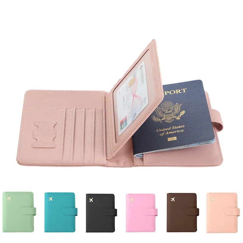 Blush pink passport folio set, open with card pockets and US passport holder