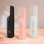 USB aromatherapy burner set: matte black, light pink, and white bodies with comb-like vents.