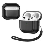 Naqsh AirPods Pro case dark grey leather-look with lanyard, open view