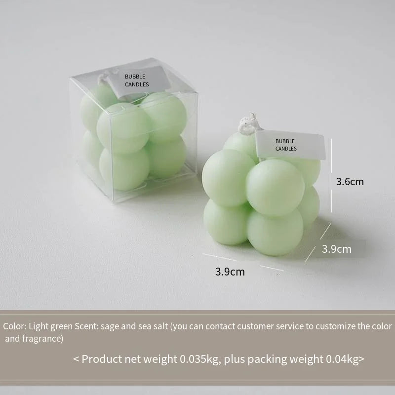 Color Pop sculptural scented candle, light green bubble-cluster shape, 3.9cm