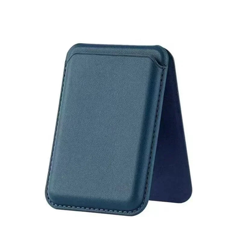 Bastion magnetic stand wallet, teal textured leather with stitched trim