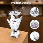Electric oud incense burner, silver metal with smoke from top dish