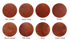 Leather color swatch circles in reddish-brown shades