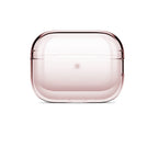 Clear shield AirPods case in translucent rose with protective top and side edges