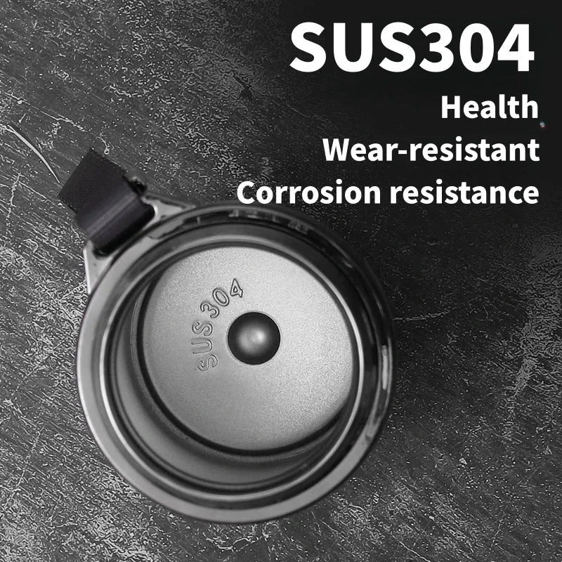 Silver thermos lid with circular center button and temperature display window
