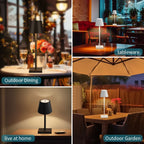 Dark black rechargeable desk lamp on table with square anti-slip base