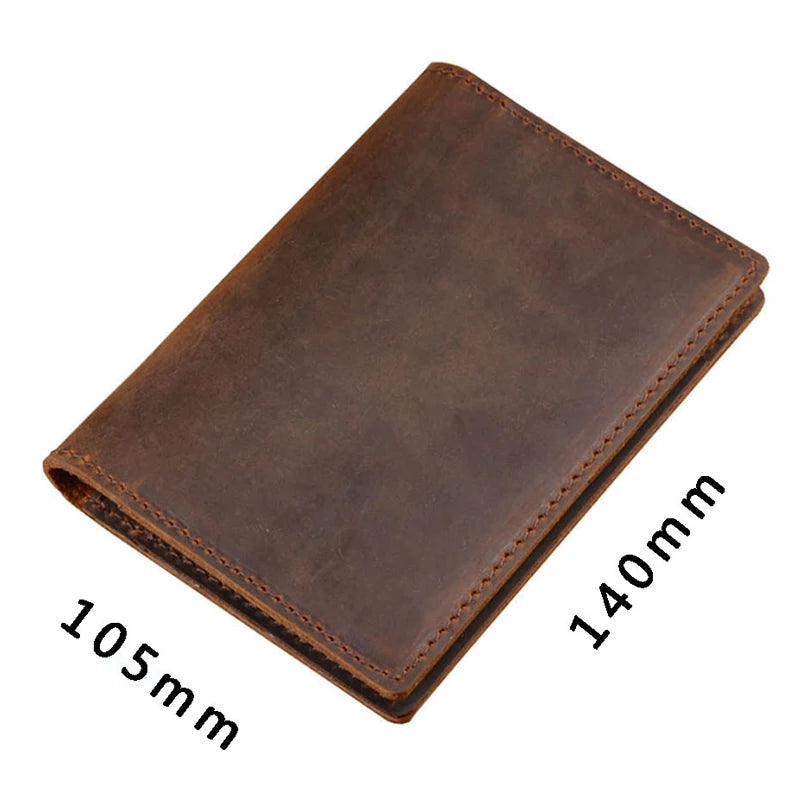 Cognac brown passport wallet with stitched edges and smooth front panel, approx 14x10.5 cm