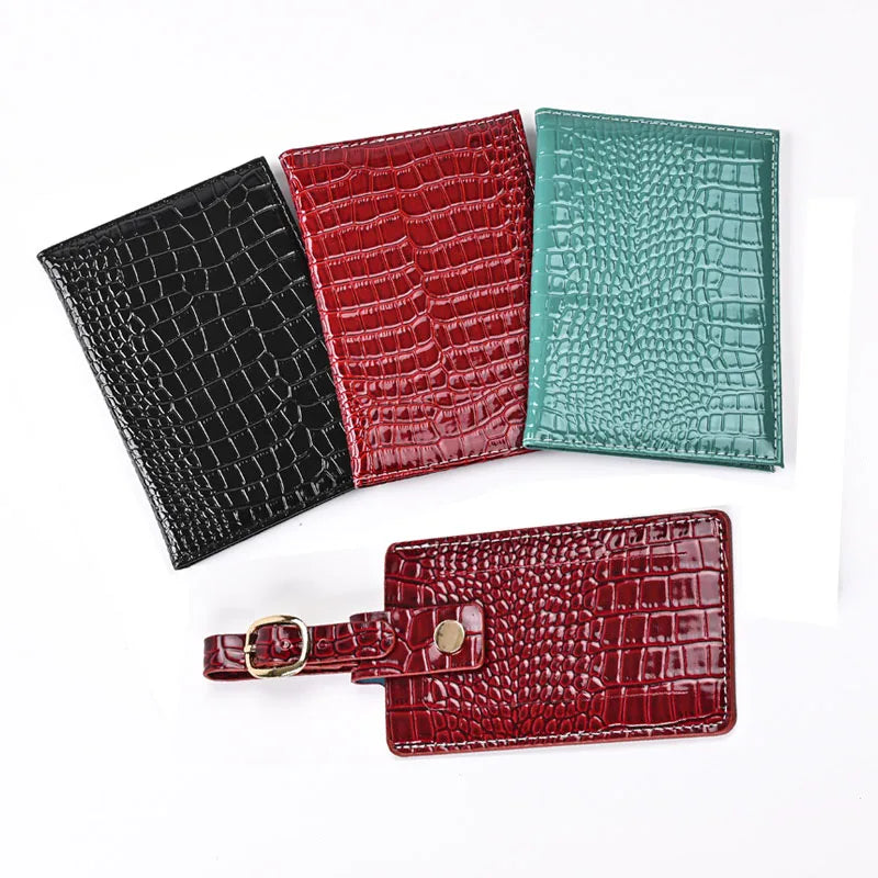 Passport cover set: Midnight Black, Burgundy, and Forest Green croc-texture designs
