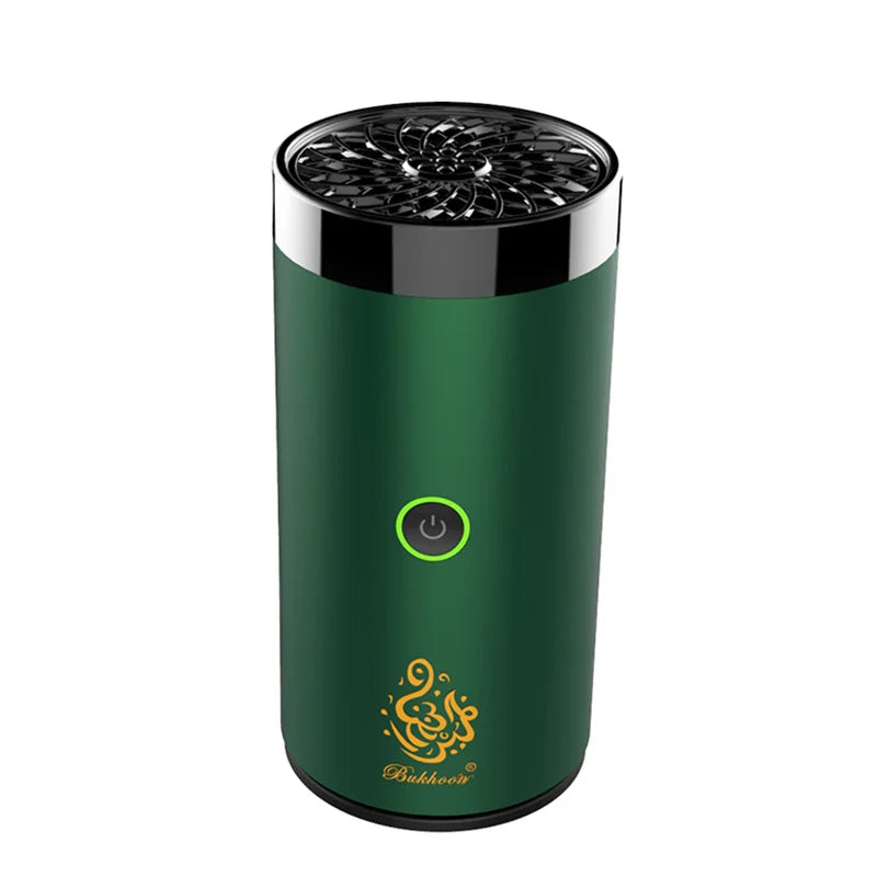USB portable bakhoor burner, Emerald green body with glowing power ring