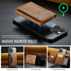 Slim leather wallet, tan brown, top view with stitched fold and card pocket.