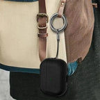 Schwarzes TPU-Kunstleder-Ohrhörer-Etui mit Lanyard und Metallring