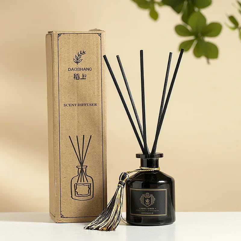 Reed diffuser set 50ml with box, dark bottle and black reeds