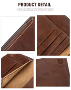 Slim leather passport wallet product detail: stitching lines and rounded button tab