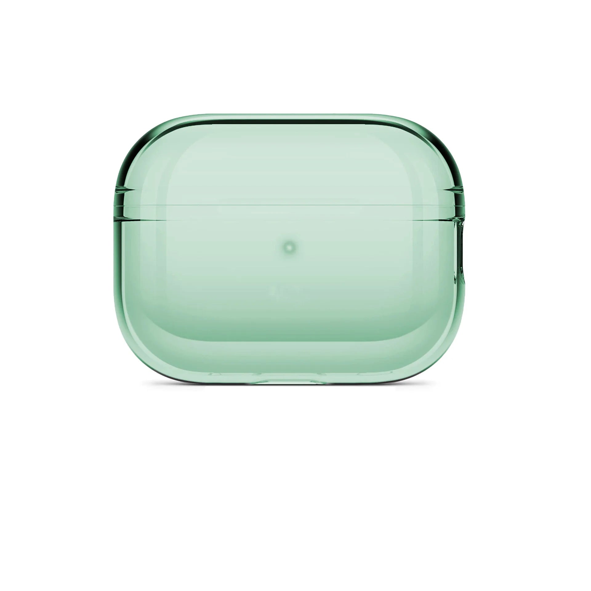 Clear shield AirPods case in translucent green with protective top and side edges