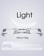 Rimless magnetic phone case with lightweight metal frame and circular magnet ring