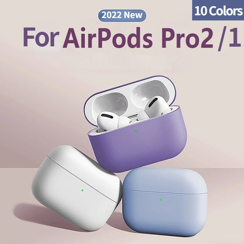TPU AirPods Pro 2 case in clear purple, white, and light blue