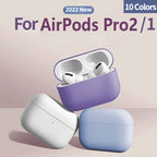 TPU AirPods Pro 2 case in clear purple, white, and light blue