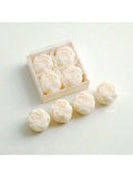 Floral bouquet scented candle set, ivory-white rose candles in box