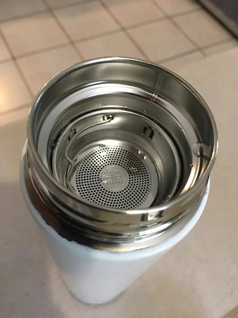 Stainless thermos bottle mouth opening with inner mesh strainer