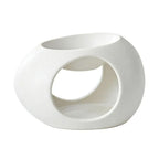 White ceramic aroma burner with oval cutout and recessed open top