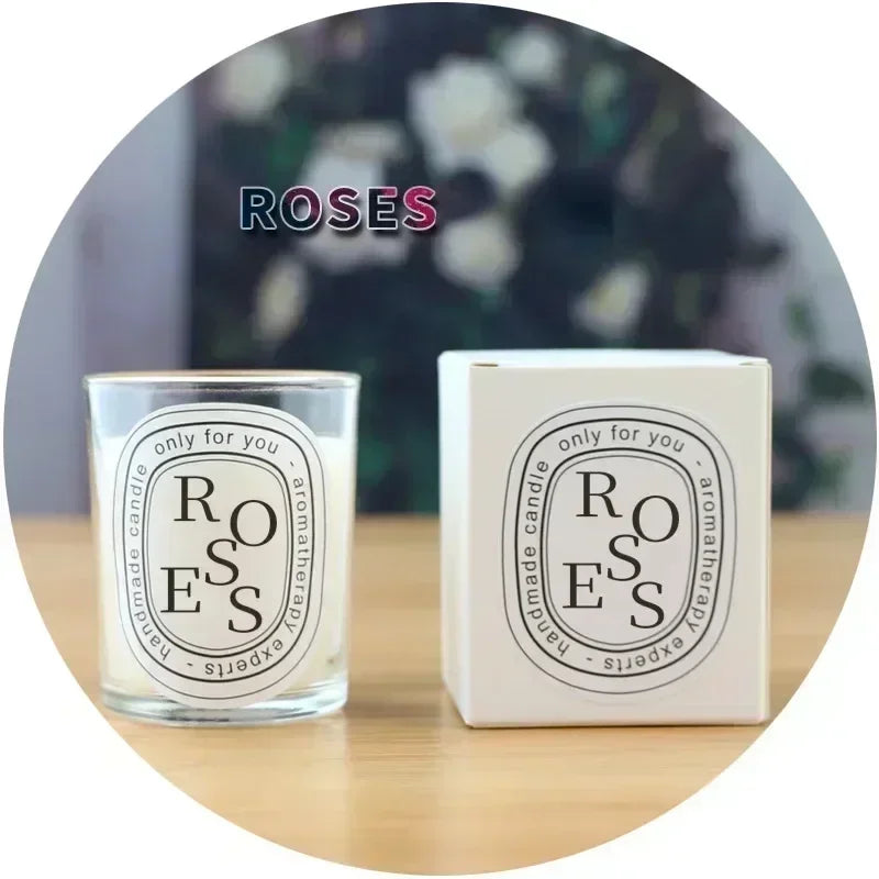 Romantic scented candle in glass jar, ROSES
