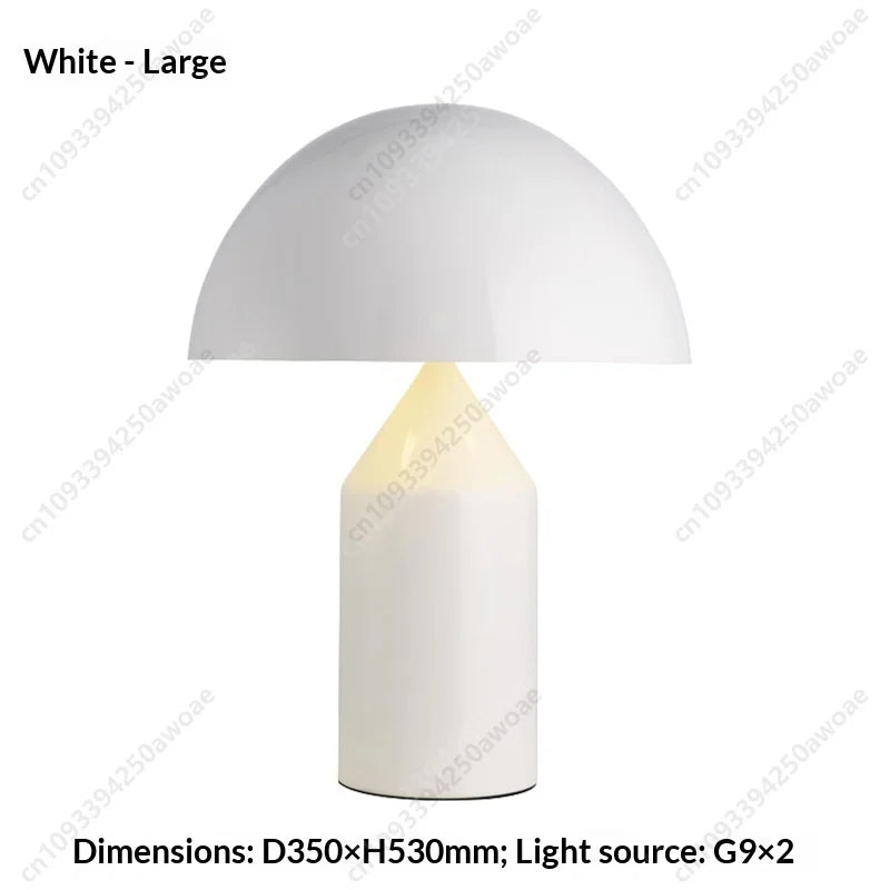 Nordic glass mushroom lamp with white dome and white cylindrical body (large)