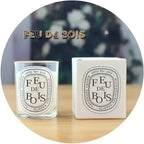 Romantic scented candle in glass jar, FEU DE BOIS