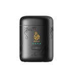 Black portable bakhoor burner side view with control icons and LED dots