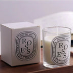 Verre bougie parfumée ROSES, flamme visible, avec boîte assortie