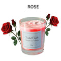 Rose scented candle in clear glass jar with pink wax, 55g