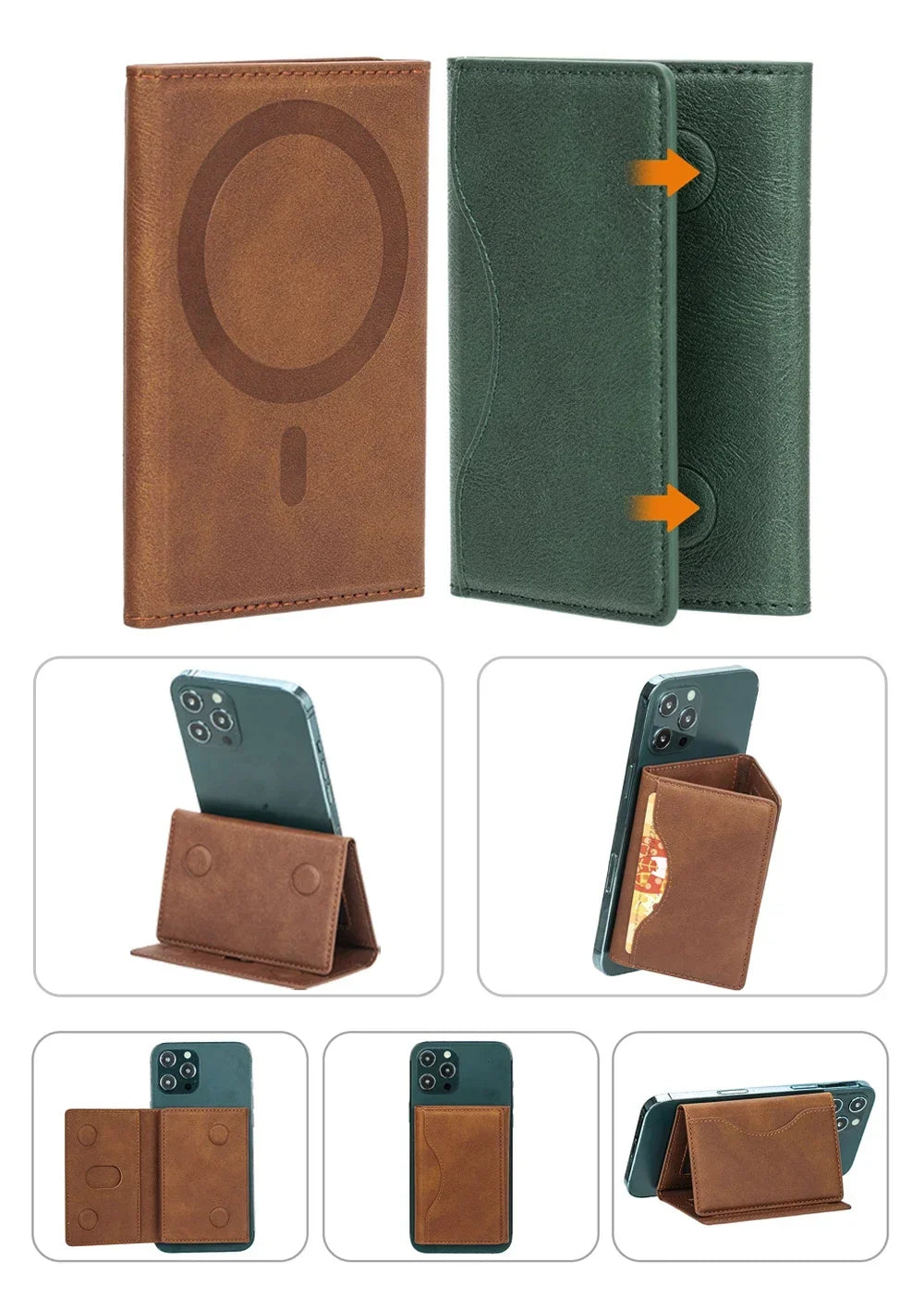 Citadel pouch magnético khaki y verde, cierre magnético con flechas