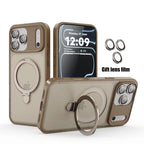 Matte MagSafe phone case with ring holder, beige finish, camera cutouts and raised edges