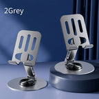 Double phone stand with two adjustable clamps, slate grey base and silver supports