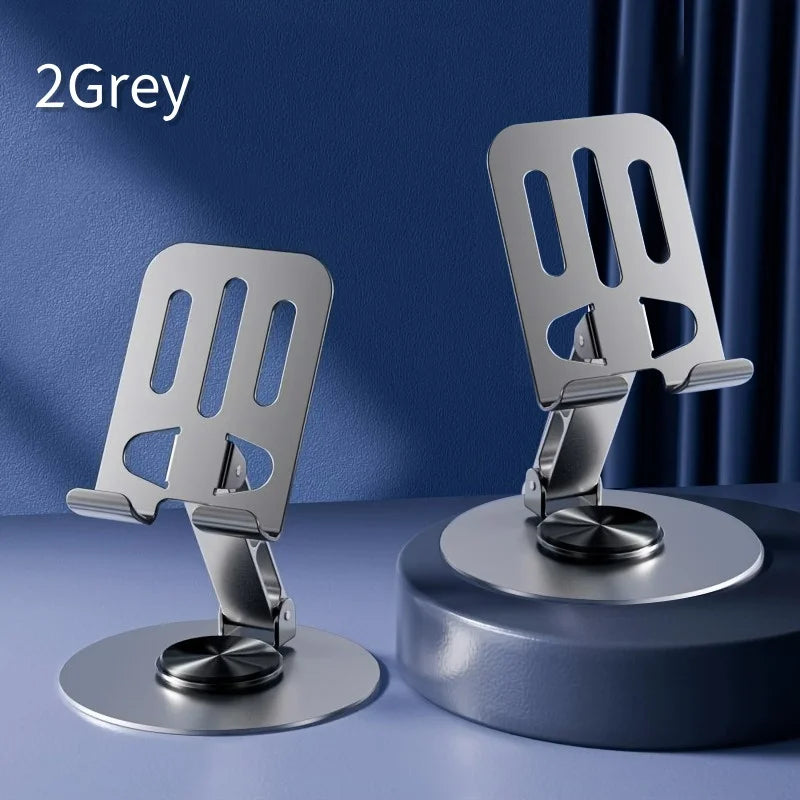 Double phone stand with two adjustable clamps, slate grey base and silver supports