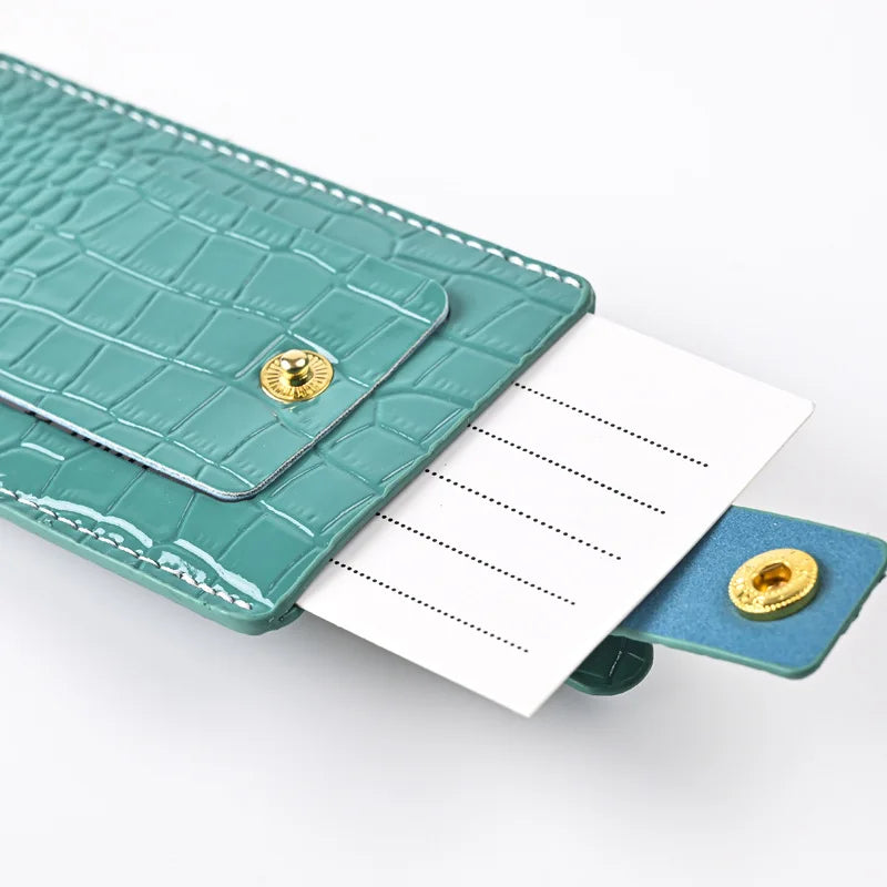 Forest Green passport cover with snap button and address label window panel