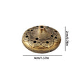 Brass pocket incense burner with lotus perforation lid; 4cm (1.57in) wide