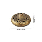 Brass pocket incense burner with lotus perforation lid; 4cm (1.57in) wide
