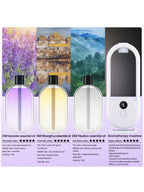 Aroma diffuser set with refill oils: lavender (purple), Shangri La (yellow), healtton (white)